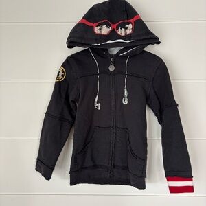 Mini Shatsu Kids Black Zip up Hoodie Sunglass Graphic Cotton Size Small
